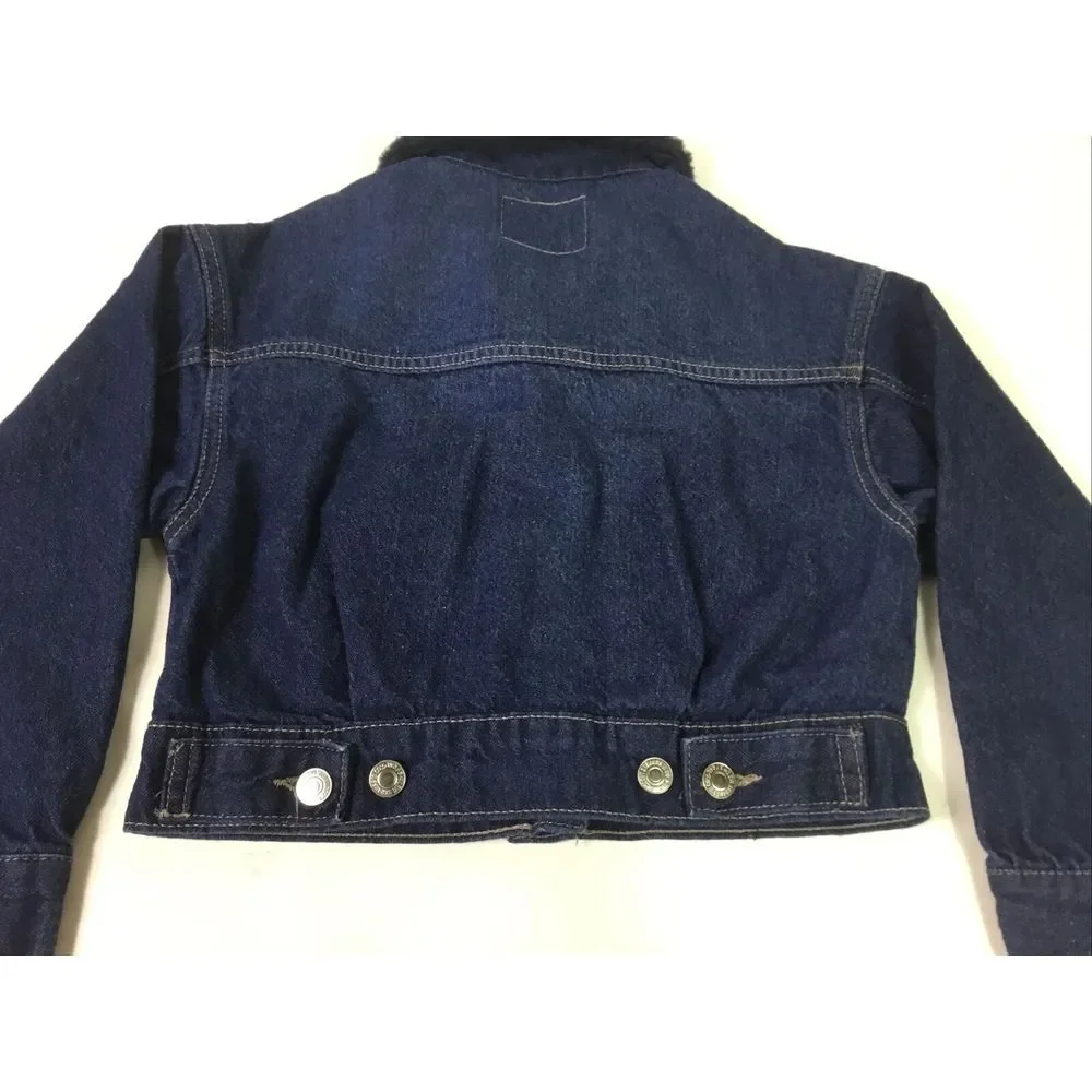 Levi Jacket‎ Child Size SP Blue Denim Collar Blue faux fur Button Kids Chest 30
